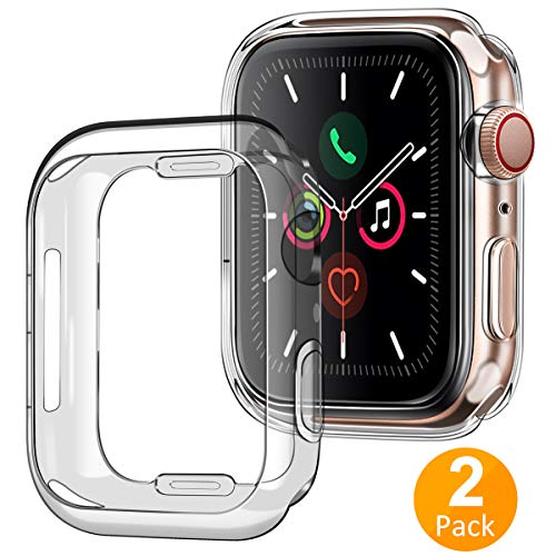Product Cover Tensea Case for Apple Watch 40mm Series 4 5, (2 Packs) Soft TPU Shock Absorption Bumper Clear Protective Cover Compatible for iWatch Series 5 4, (Clear)