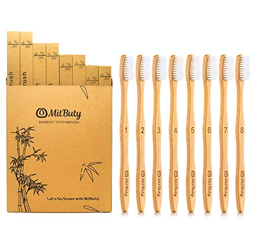 Product Cover Bamboo Toothbrush - Gentle Soft, 8 Pack - Natural, Biodegradable, Eco-Friendly Toothbrush by MitButy