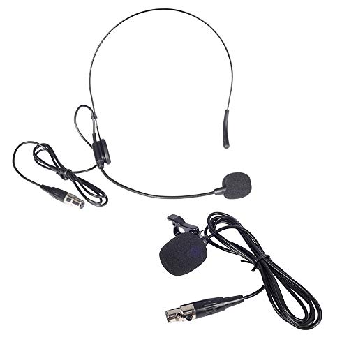 Product Cover Phenyx Pro PTV-2000 Lavalier Lapel Microphone/Headset Microphone Combo with Mini XLR Jack, Hand-Free Clip-on Lapel Mic, and Flexible Wired Boom Headset Mic, for Voice Amplifier(Black)