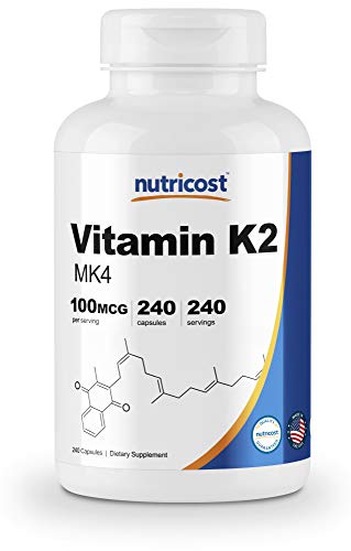 Product Cover Nutricost Vitamin K2 (MK4) 240 Capsules (100mcg) - Gluten Free and Non-GMO