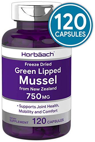 Product Cover Horbaach Green Lipped Mussel 750 mg 120 Capsules | from New Zealand | Premium Freeze Dried Mussel Powder | Non-GMO and Gluten Free