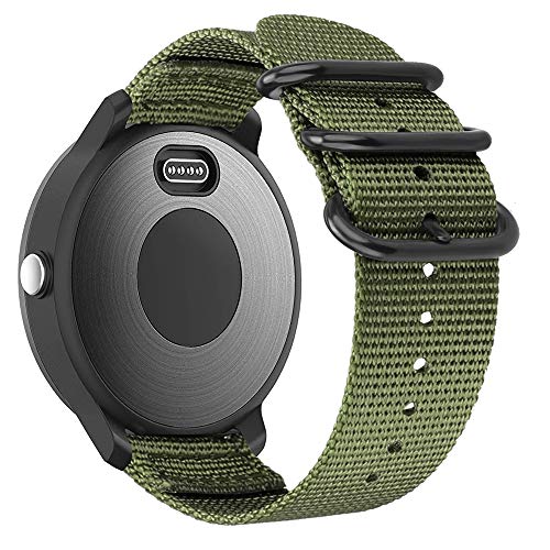 Product Cover Fintie for Garmin Vivoactive 3, Forerunner 245 Band, 20mm Soft Woven Nylon Replacement Strap with Metal Buckle Compatible Vivoactive 3 Music, Vívomove HR, Forerunner 645 Music Smartwatch, Olive