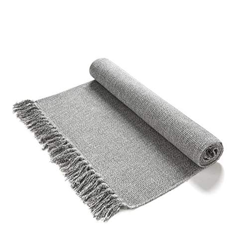 Product Cover Eanpet Braided Rug Cotton Area Rug Hand Woven Reversible Floor Rug Pure Tassels Throw Rugs Door Mat Laundry Room Rug Indoor Runner Bathroom Tablecloth Grey 2x3 FT