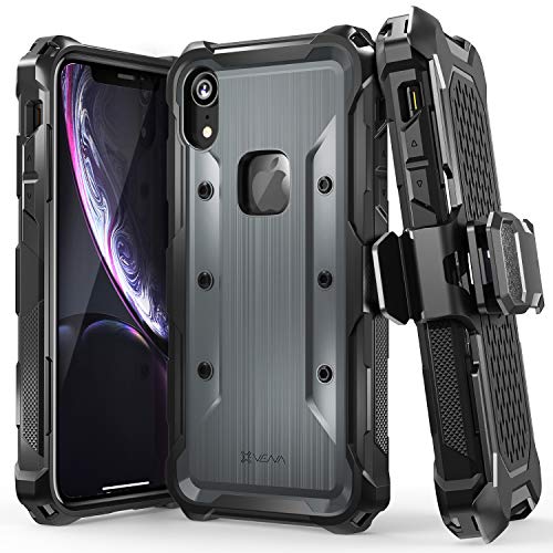Product Cover Vena (vArmor) iPhone XR Holster Case, Rugged Military Grade Heavy Duty Case with Belt Clip Swivel Holster and Kickstand, Compatible with iPhone XR (Black-Space Gray)