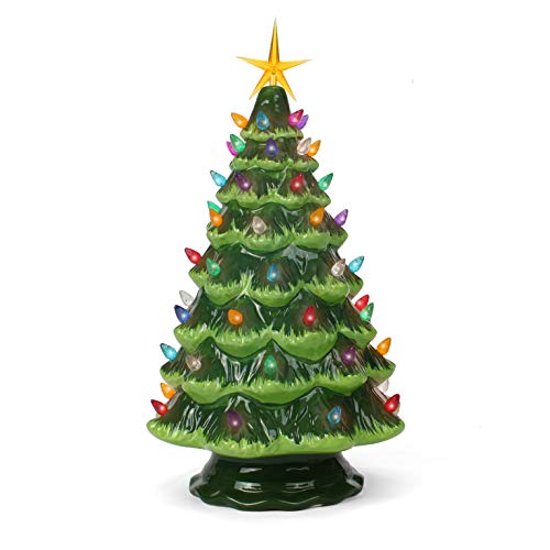 Product Cover Ceramic Christmas Tree - Tabletop Christmas Tree with Lights - (15.5