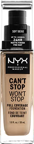 Product Cover NYX PROFESSIONAL MAKEUP Can't Stop Won't Stop Full Coverage Foundation Makeup, Soft Beige, 1 Ounce