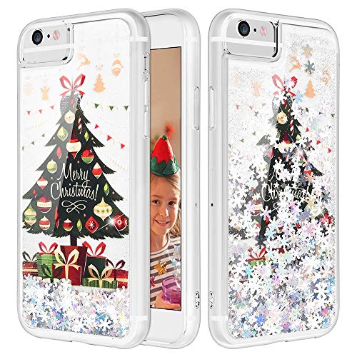 Product Cover iPhone 6S Plus Case, Caka Flowing Liquid Floating Luxury Bling Glitter Sparkle Soft TPU Christmas Case for iPhone 6 Plus 6S Plus 7 Plus 8 Plus (5.5 inch) (Tree)