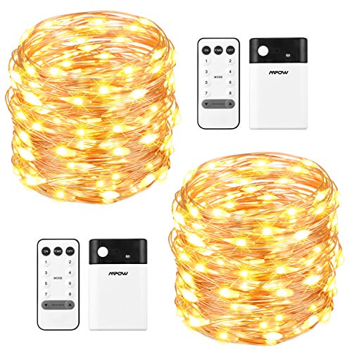 Product Cover Mpow 33ft 100 LED Battery Operated String Lights, Fairy String Lights Remote Control, Decorative Lights Dimmable, Copper Wire Lights Bedroom, Patio, Garden, Parties (2 Colors Changable)