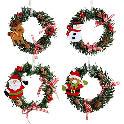 Product Cover Orgrimmar 4 Pcs Christmas Pine Wreaths for Front Door Christmas Holiday Indoor Home Decor