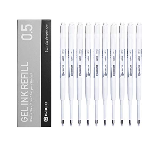 Product Cover Kaco G2 Gel Ink Refills for Retractable Gel Pens, Fine Point(0.5mm), Pack of 10 (Black)