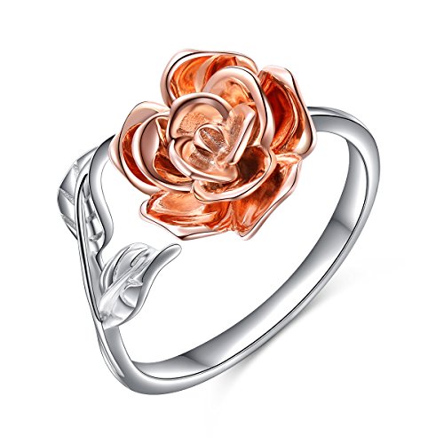 Product Cover Alphm Rose Flower Ring Women S925 Sterling Silver Midi Teen Girl Ring Size 9 Engagement Wedding Valentines Day Jewelry