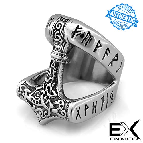 Product Cover ENXICO Runic Thor's Hammer Mjolnir Ring ♦ 316L Stainless Steel ♦ Norse Scandinavian Viking Jewelry