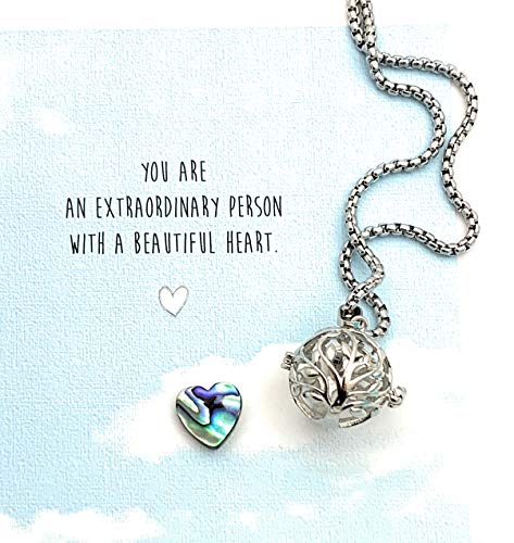 Product Cover Smiling Wisdom - Tree Locket with Abalone Heart Necklace & Encouraging Inspiring Message Gift Set - Her Female Woman Sister Friend Daughter Teacher Mom - Abalone & Silver