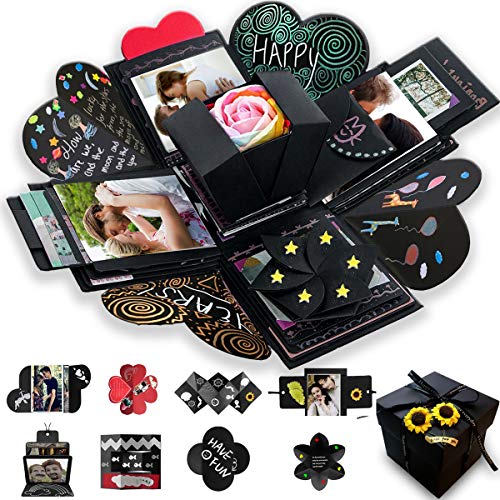 Product Cover Wanateber Creative Explosion Gift Box, DIY - Love Memory, Scrapbook, Photo Album Box, as Birthday Gift, Wedding or Valentine's Day Surprise Box (Black)