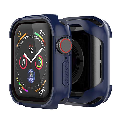 Product Cover UMTELE Compatible with Apple Watch 5 4 Case 44mm 2019, Shock Proof Protective Rugged Case Scratch Resistant Bumper Cover Replacement for Apple Watch Series 5 Series 4(44mm, Navy Black)