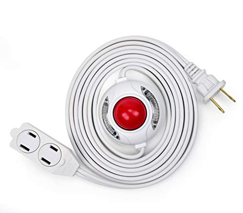 Product Cover Electes 15 Feet 3 Outlet Extension Cord with Hand/Foot Switch and Light Indicator with Safety Twist-Lock, 16/2, White - UL Listed