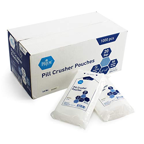 Product Cover Medpride Pill Crusher Pouches - Pack of 1000 Disposable Medicine Crushers - Medical Grade Clear Tablet Crushing Bags for Easy Consumption with Zero Waste - Prevents Cross Contamination (4.7
