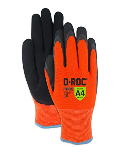 Product Cover Magid Glove & Safety HV550W10 Waterproof Thermal Coated Work Gloves, 10/X-Large, Black/Hi-Viz Orange, Cut Level A4 (1 Pair)