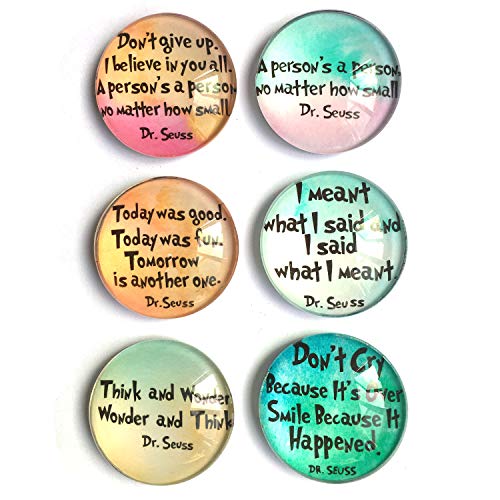 Product Cover Dr. Seuss inspirational Refrigerator Magnets, set of six 4x4cm Dr. Seuss gifts for kids, Whiteboard Magnets for classroom or Locker