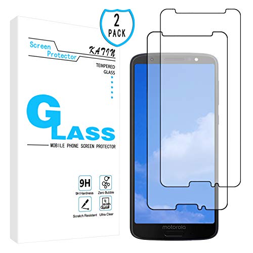 Product Cover KATIN Moto G6 Screen Protector - [2-Pack] Tempered Glass for Motorola Moto G6 (5.7-inch) Screen Protector Bubble Free, Easy to Install with Lifetime Replacement Warranty