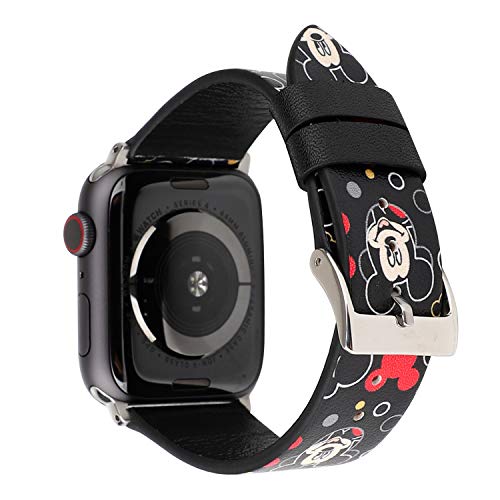Product Cover Lovely Style Watch Band Strap Cute Dressy Leather Wristband Bracelet Compatible with 44mm 42mm Apple Watch Series 4/3/2/1 (Black)