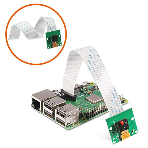 Product Cover Raspberry Pi Camera Module 5MP 1080p OV5647 Sensor Video Webcam Compatible with 6inch 15Pin Ribbon Cable for Raspberry Pi Model A/B/B+,Pi 2 and Raspberry Pi 2.3,3B+ and Pi 4