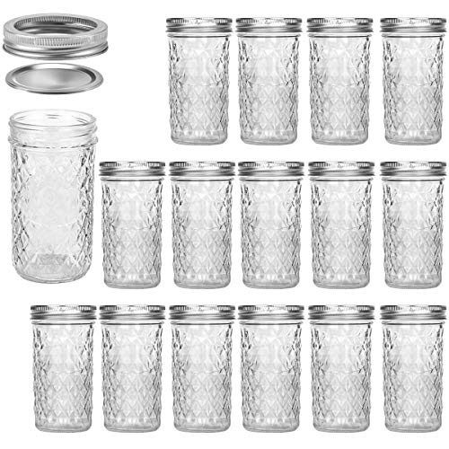 Product Cover Mason Jars 12 OZ, VERONES Canning Jars Jelly Jars With Regular Lids, Ideal for Jam, Honey, Wedding Favors, Shower Favors, Baby Foods, 15 PACK
