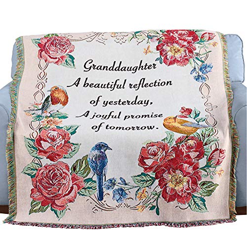 Product Cover Collections Etc Beautiful Floral Granddaughter Tapestry Throw Blanket with Rose Border and Fringe Edges