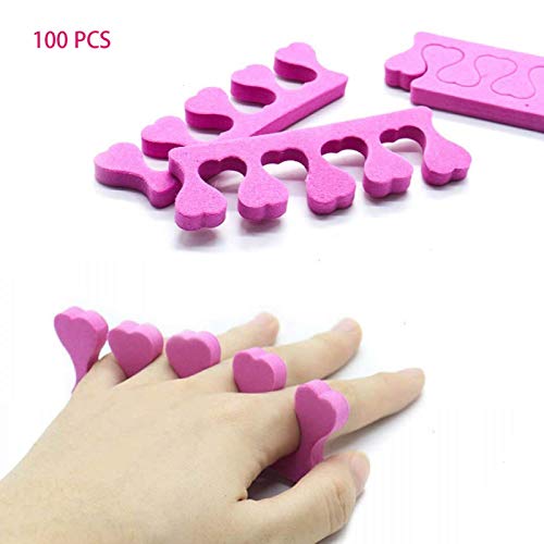 Product Cover Timoo 100 PCS Pedicure Toe Separators Bulk Nail Art Finger Separators Soft Foam Toe Stretcher for Toes & Finger Relaxing Holding, Pink