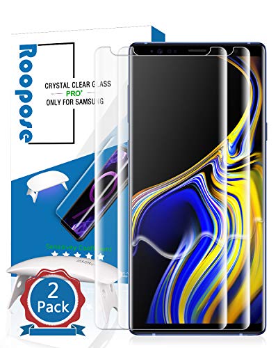 Product Cover Roopose Galaxy Note 9 Screen Protector Tempered Glass,3D Curved Full Coverage Liquid Dispersion Tech Repair Function Easy Install Kit for Samsung Galaxy Note 9 (2018) -2 Pack