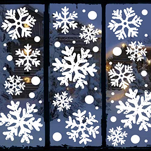 Product Cover Ivenf Christmas Decorations, 8 Sheets Extra Large White Snowflakes Window Clings, Hanging Ornaments Decal Winter Wonderland Xmas Holiday Party Supplies