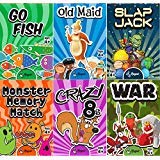 Product Cover Regal Games Classic Card Games 6 Game Set (Old Maid - Go Fish - Slapjack - Crazy 8s - War - Monster Memory Match)