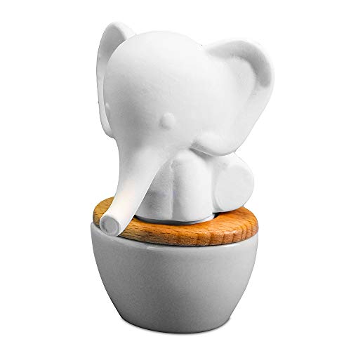 Product Cover Elephant Aroma Diffuser | Small Ceramic and Porcelain Wicking Diffuser for Essential Oils | Subtle, Fresh Aroma for Home or Office | 15mL Reservoir, 2 Weeks per Fill | No Electricity or Water Required