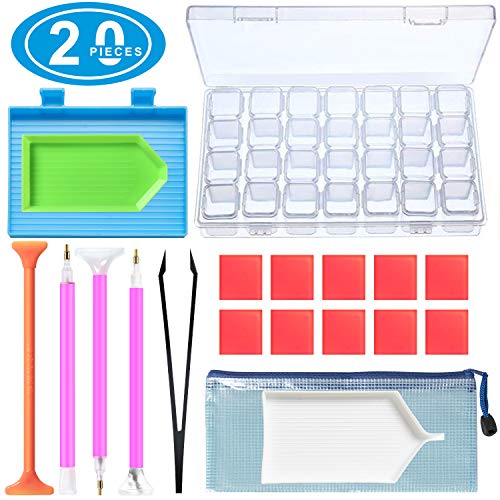 Product Cover INFELING Diamond Painting Tools 20pcs 5D Diamond Painting Accessories Kits with 28 Slots Diamond Embroidery Box for DIY Art Craft