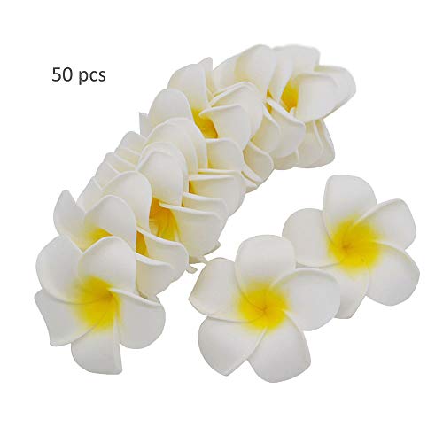 Product Cover TangTanger 50 Pcs Hawaiian Foam Artificial Plumeria Hawaiian Flower Petals for Wedding Party Decoration