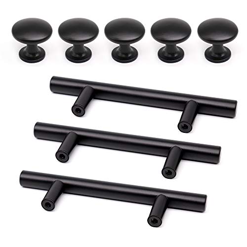 Product Cover 30Packs Stainless Steel Kitchen Cabinet Round Knobs and Pulls Sunriver Black Coating Brushed Cupboard Handles and Round Knobs 3
