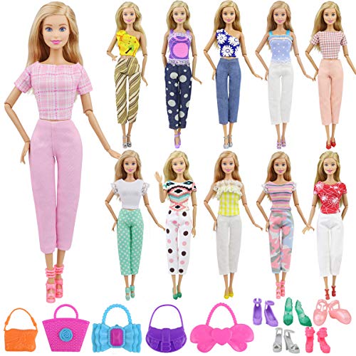 Product Cover Ecore Fun Lot 15 Item Girl Doll Clothes Casual Outfits Accessories for 11.5 Inch Girl Doll - Random Style 5 Clothes + 5 Bags + 5 Shoes