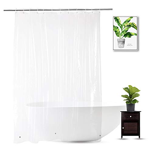 Product Cover WellColor Clear Shower Curtain Liner 72 x 75 inch, PEVA Heavy Duty Shower Liner with 3 Weighted Magnets, Transparent, 100% Waterproof