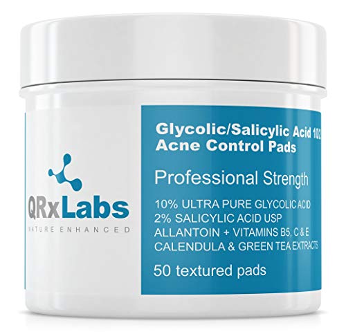 Product Cover Glycolic/Salicylic Acid 10/2 Acne Control Pads with 10% Ultra Pure Glycolic Acid + 2% Salicylic Acid, Allantoin, Vitamins B5, C & E, Calendula & Green Tea - Most Effective Acne Treatment - Clear Skin
