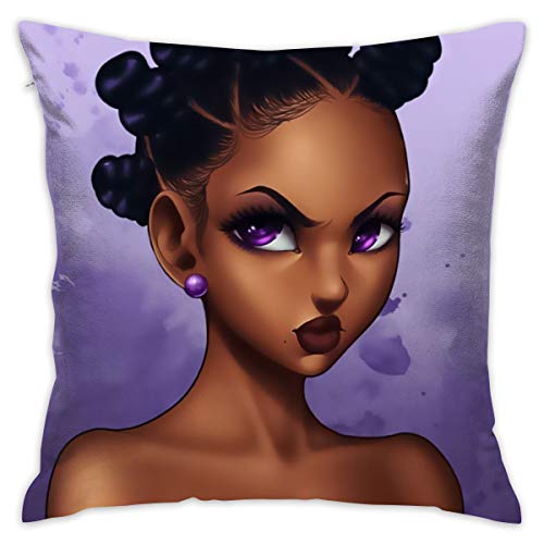 Product Cover SARA NELL Black Girl Throw Pillow Cases,Angry African American Girl Black Art,Pillow Covers Decorative 18x18 in Pillowcase Cushion Covers with Zipper