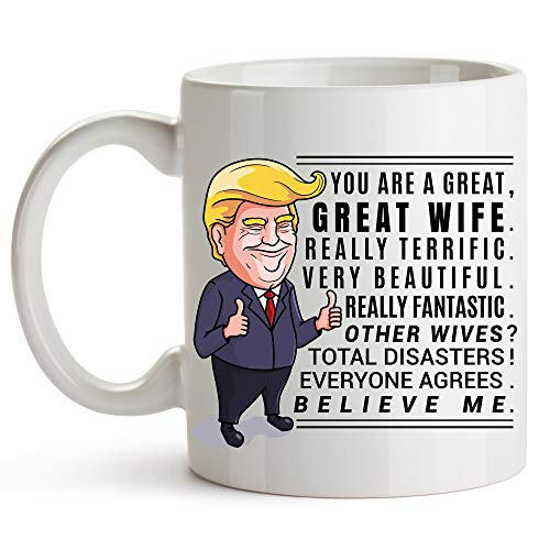 Product Cover YouNique Designs Trump Wife Mug, 11 Ounces, Trump Coffee Mug Wife, Anniversary Cup for Her