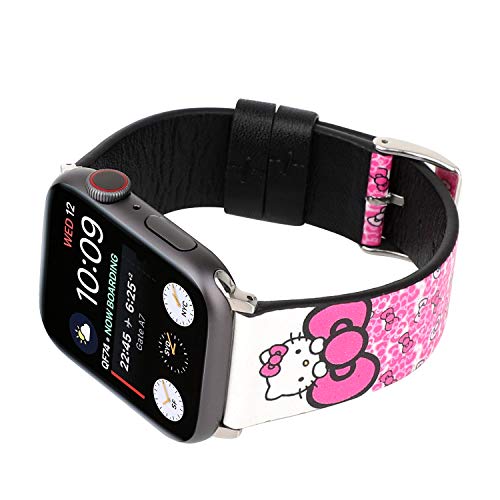 Product Cover Lovely Style Watch Band Strap Cute Dressy Leather Wristband Bracelet Compatible with 40mm 38mm Apple Watch Series 4/3/2/1 (Pink/White)
