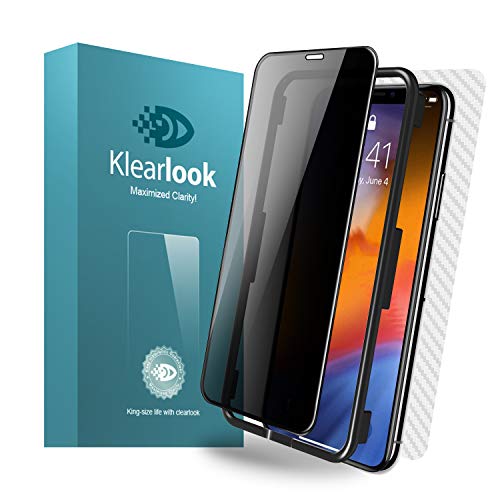 Product Cover XS Max Privacy Screen Protector,Klearlook Anti Spy Tempered Glass Screen Protector [1 Front Glass+1 Back Film] Anti Peeking Protector Compatible with iPhone Xs Max with Easy Install Kit