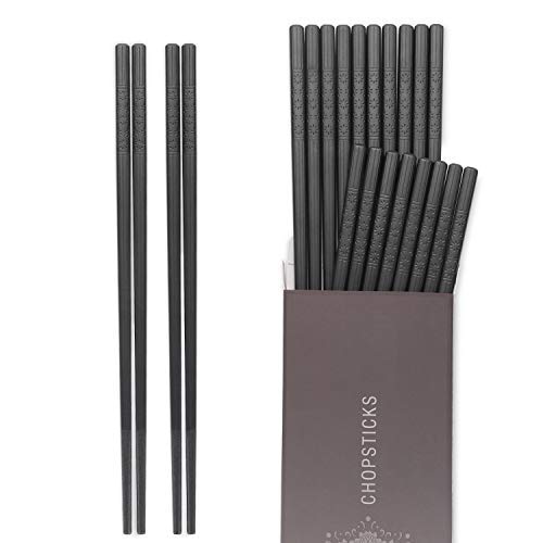 Product Cover Hiware 10-Pairs Fiberglass Chopsticks - Reusable Chopsticks Dishwasher Safe, 9 1/2 Inches - Black