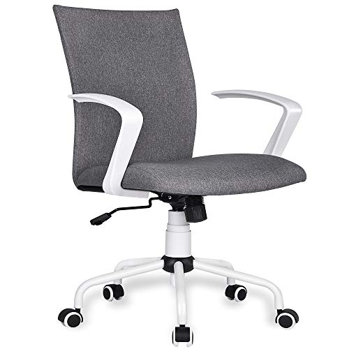 Product Cover Home Office Desk Chair Computer Chair with Removable Arms and Wheels Mid Back Cloth Morden, Heather Grey