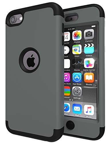 Product Cover iPod Touch 7 Case,iPod Touch 6 Case,SLMY(TM) Heavy Duty High Impact Armor Case Cover Protective Case for Apple iPod Touch 5/6/7th Generation Deep Gray