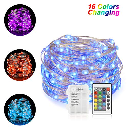 Product Cover Chalpr String Lights Battery Operated, 16.4ft 50LEDs Multi Color Changing Fairy Lights with Remote, Waterproof Silver Wire Twinkle Lights for Bedroom, Wedding, Parties, Patio, Outdoor Garden