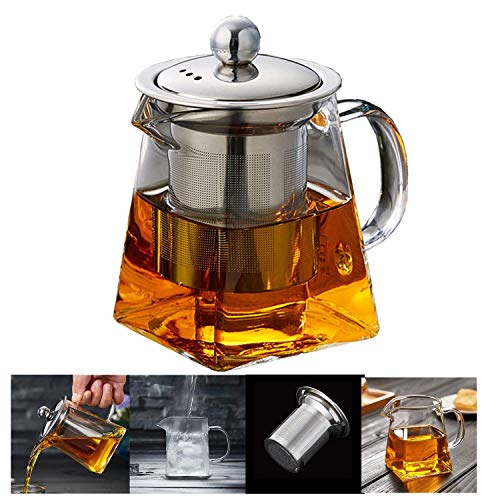 Product Cover Glass Teapots with Infuser PluieSoleil, 500 Milliliter in Square Shape, Tea Strainers for Loose Leaf Tea Microwavable and Stovetop Safe