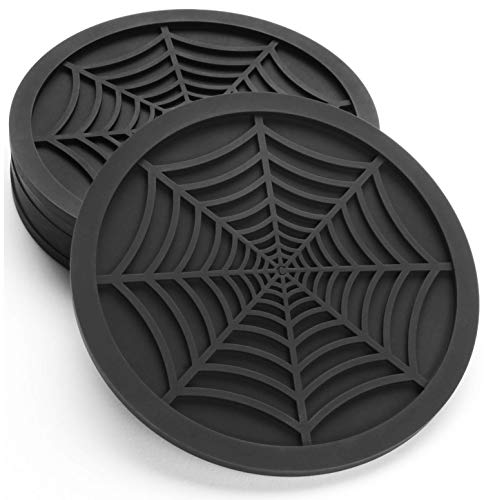Product Cover Silicone Coasters For Drinks - 6 Pack Unique Design Spider Drink Coasters, 4