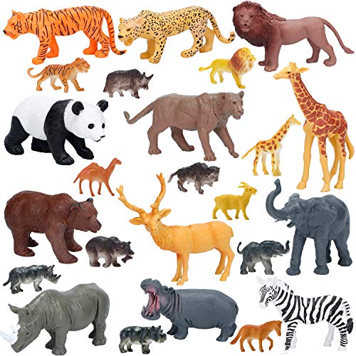 Product Cover Jumbo Safari Animals Figures, Realistic Large Wild Zoo Animals Figurines, Plastic Jungle Animals Toys Set with Tiger, Lion, Elephant, Giraffe Eduactional Toys Playset for Kids Toddler Party Supplies